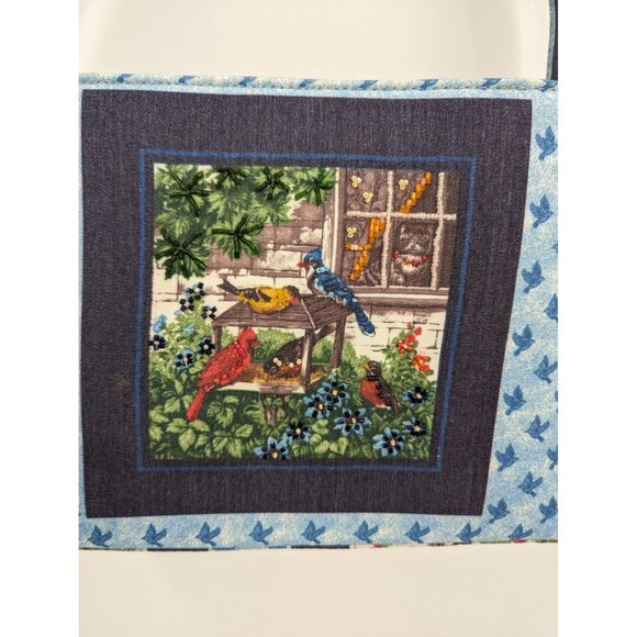 Cat Watching Birds Hard Body Single Handle Purse Bag Beaded with Feet - Picture 2 of 8